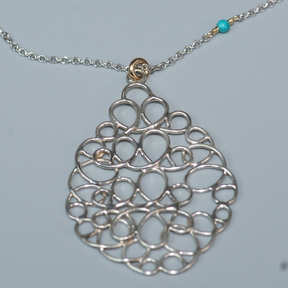 Two Tone Beaded Necklace with Pendant - Picture 4 of 6